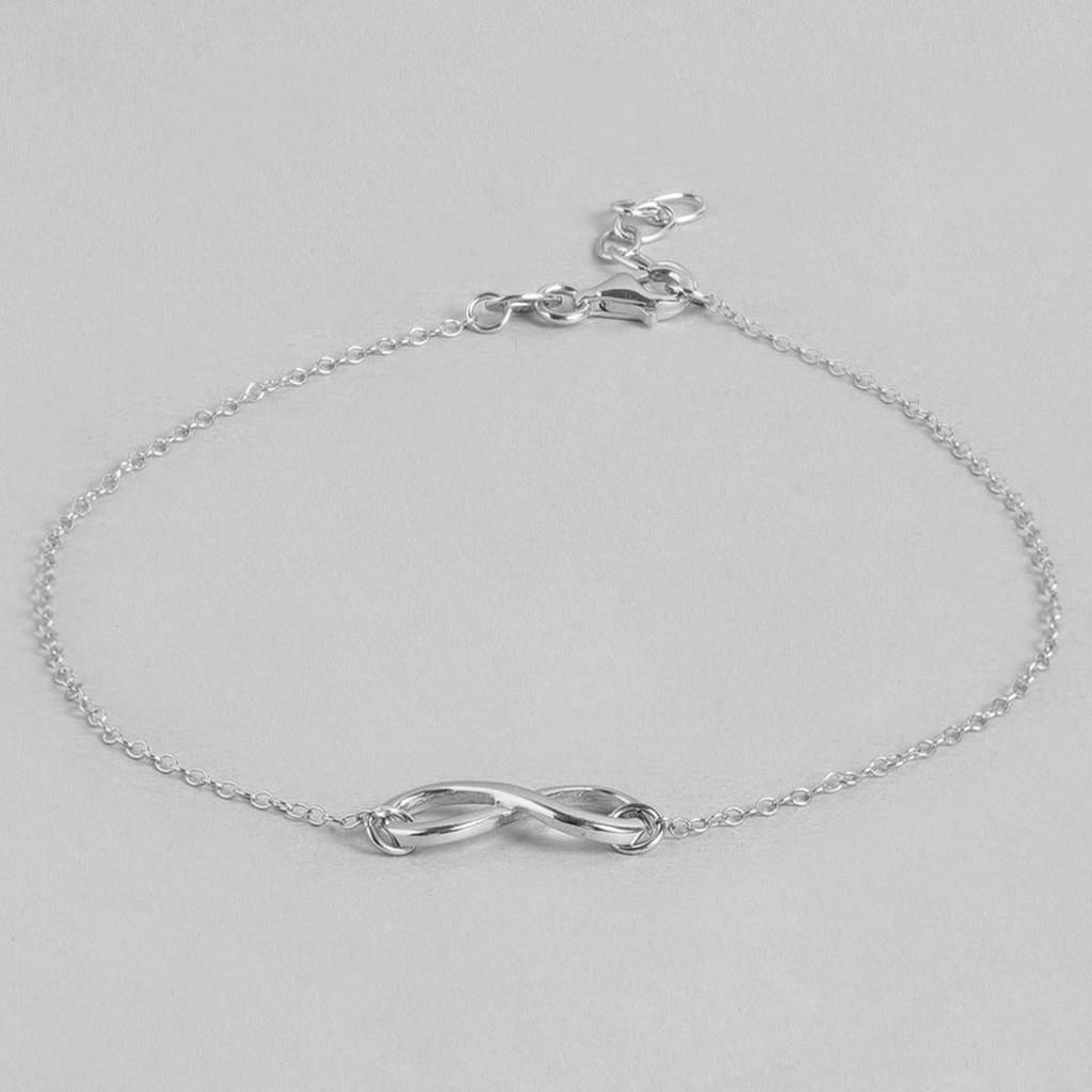 Infinity Rhodium Plated 925 Sterling Silver Chain Anklet : ANK-60120-PAIR