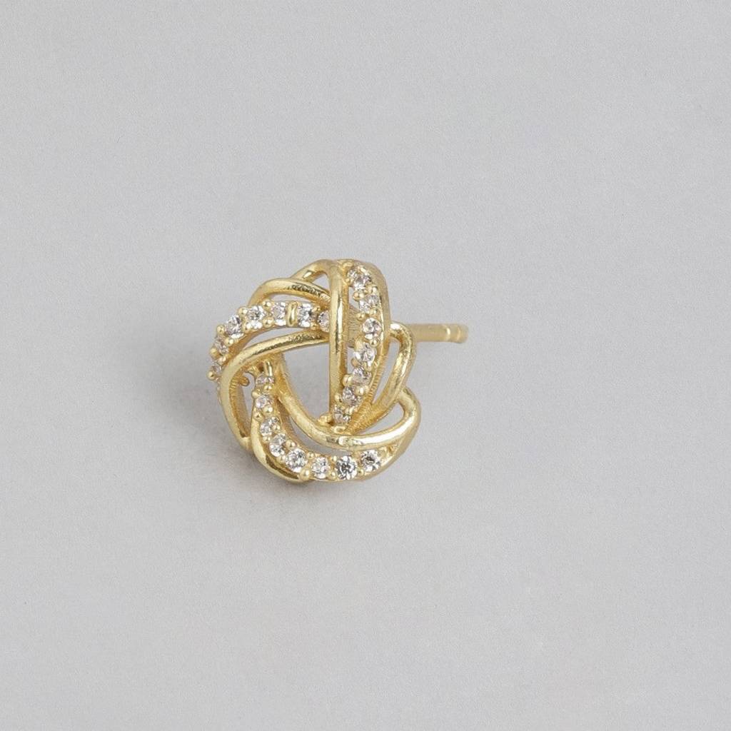 Radiant Brilliance Gold Plated 925 Sterling Silver Stud Earrings : EAR-20416