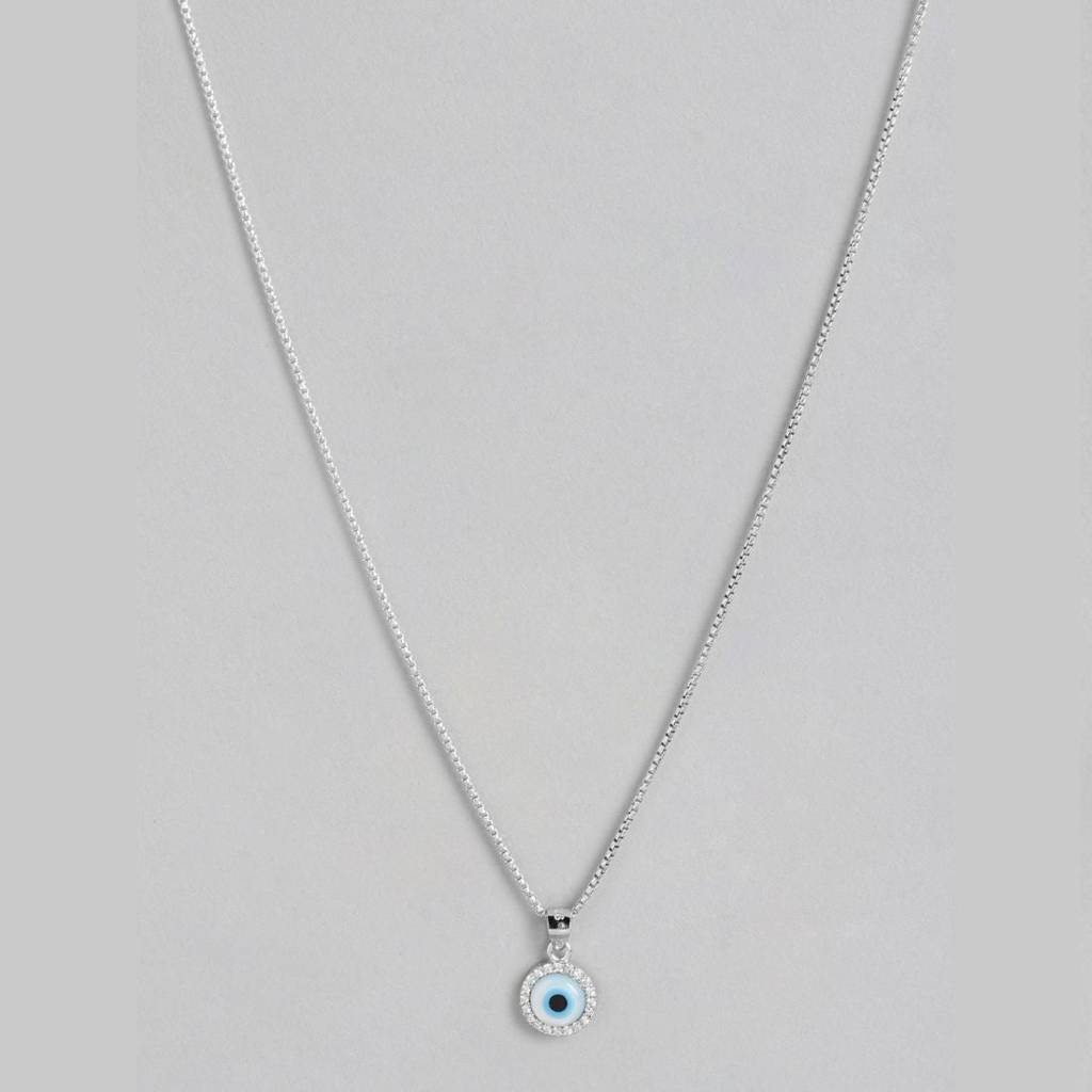 Evil Eye Guardian Rhodium Plated Cz 925 Sterling Silver Necklace : NL-30193-R