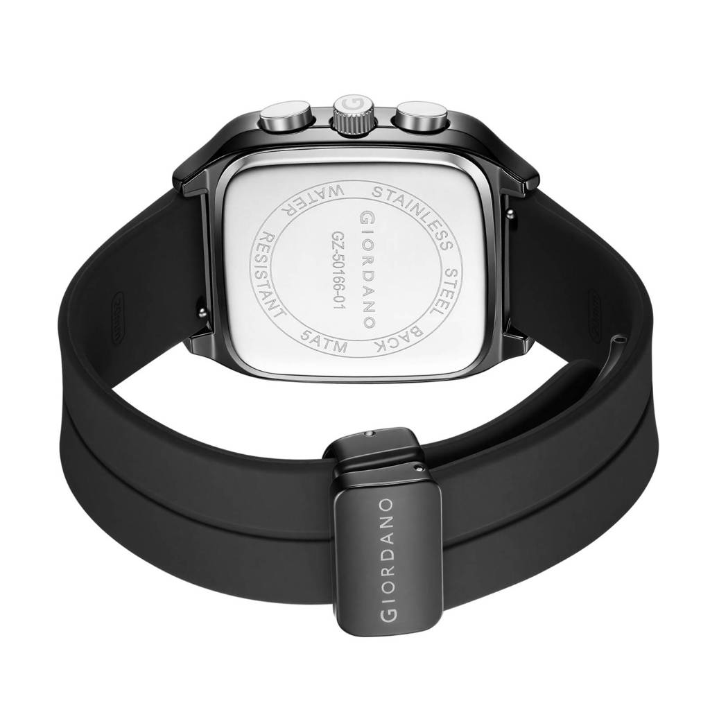 Giordano Premium Square Case Watch For Men | Moon Phase/24-Hour Indicator, Silicone Strap : GZ-50166-01