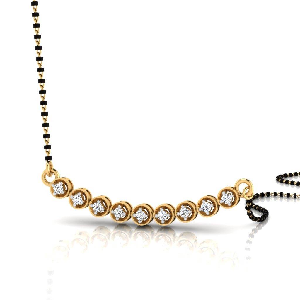 Certified Natural Diamond 18K Real Gold Sangam Mangalsutra Pendant : M-0192YG