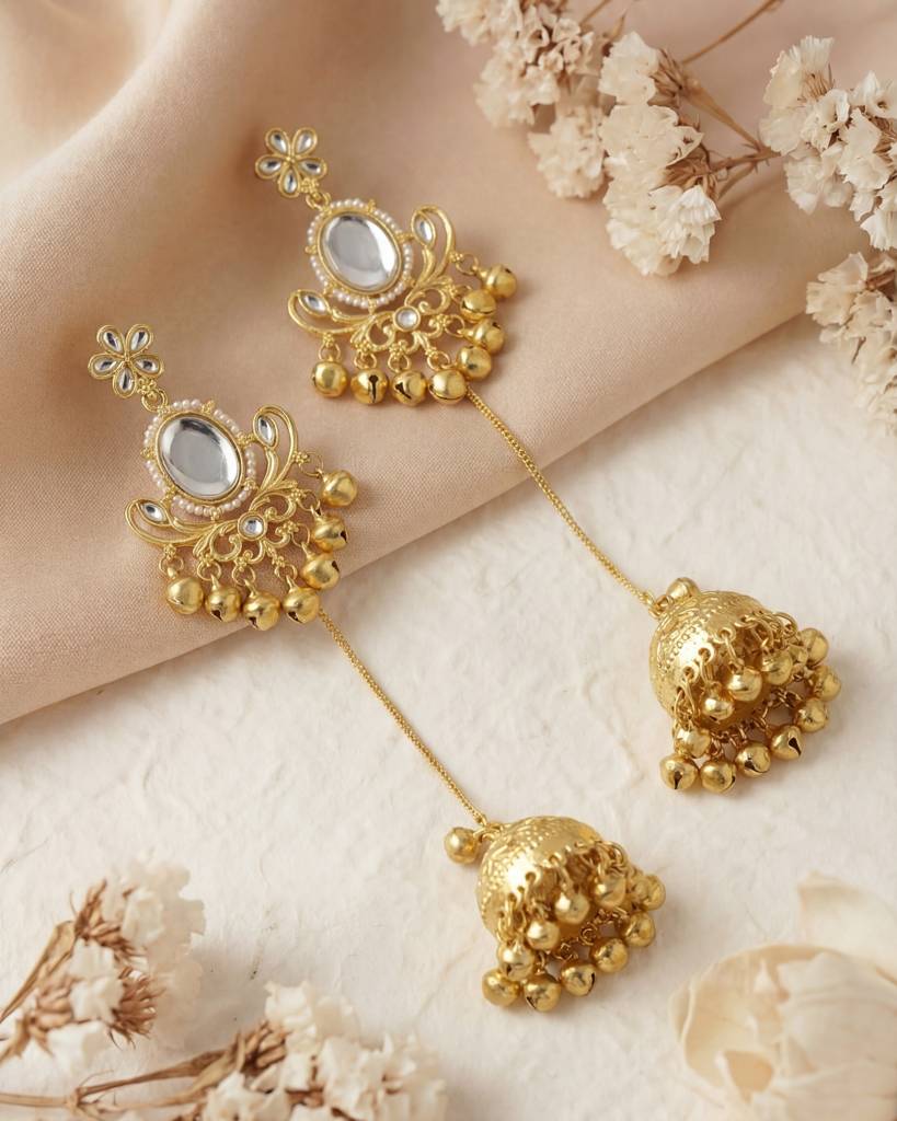 Gold Plated Brass Kashmiri Jhumka Earrings For - Women : KS202