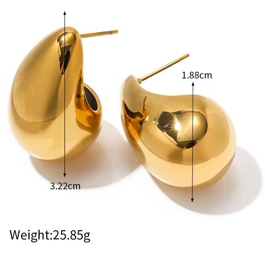 Glistening Teardrop Gold Hoops : GlisteningTeardropGoldHoops-JD-ER-HG-16