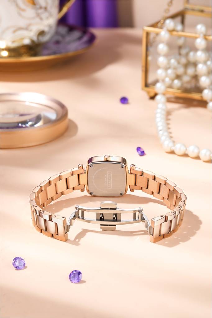 Giordano Monogram Watch For Women Dial With Metal & Leather Strap Fashionable Design, Water Resistant Quartz Ana : GZ-60107-33