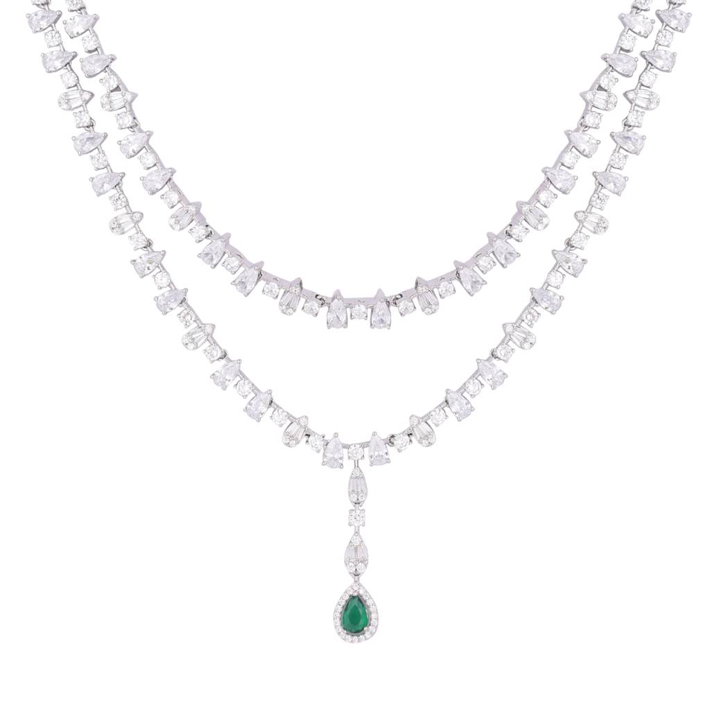 Crystal Luster Cubic Zircon Necklace Set : YI24A0475N