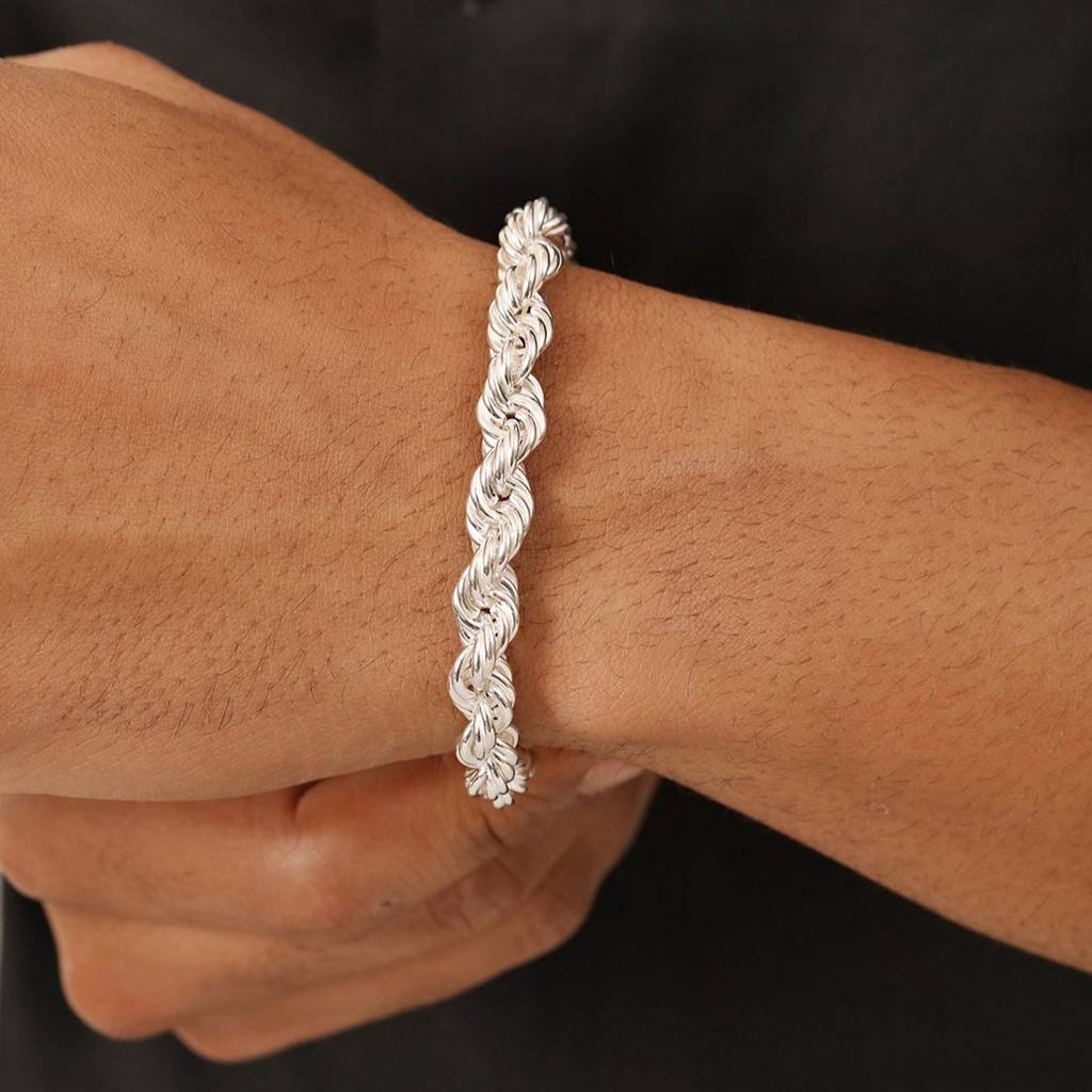 Masculine Silver-Plated 925 Sterling Men'S Twisted Chain Bracelet : M-BR-80427-85-7-S
