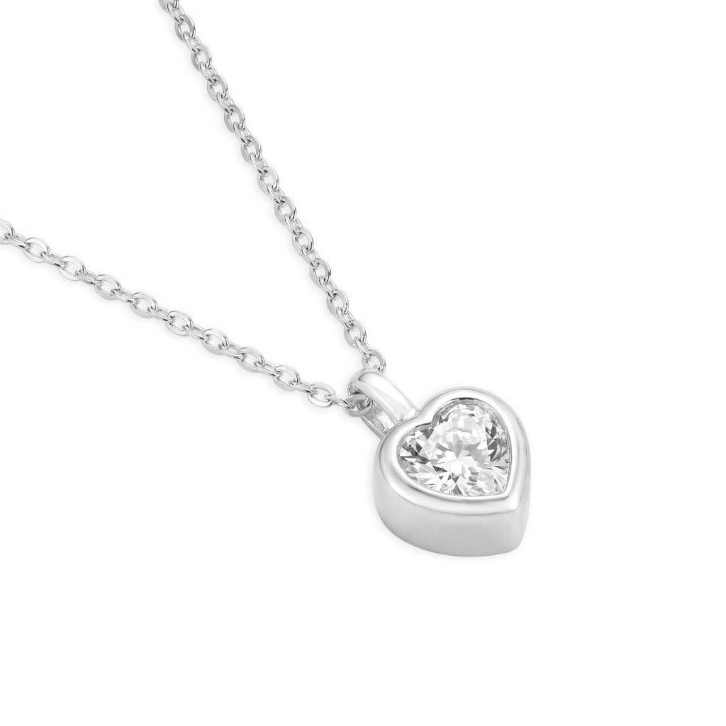 Floating Heart Glow Rhodium Plated 925 Silver Necklace : NL-30431-R