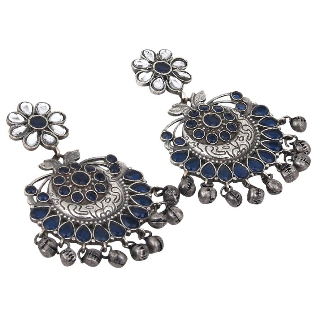 Silver Oxidised Finish Chandbali : S23DJER002SLV