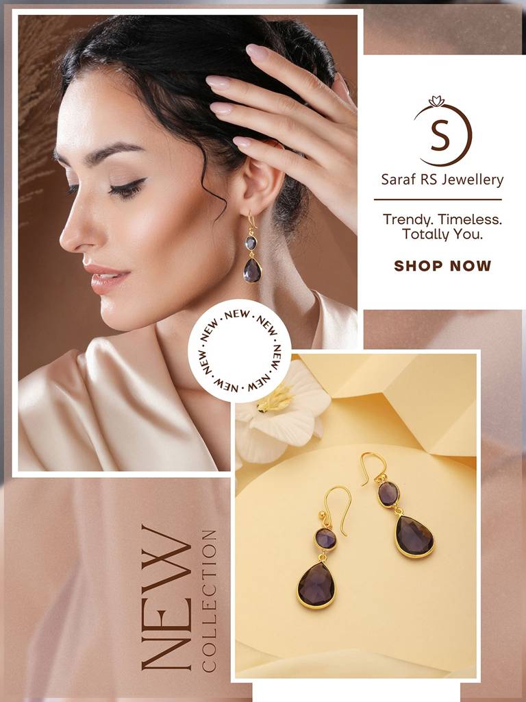 Gold-Plated American Diamond Studded Teardrop Shaped Drop Earrings : STER8200