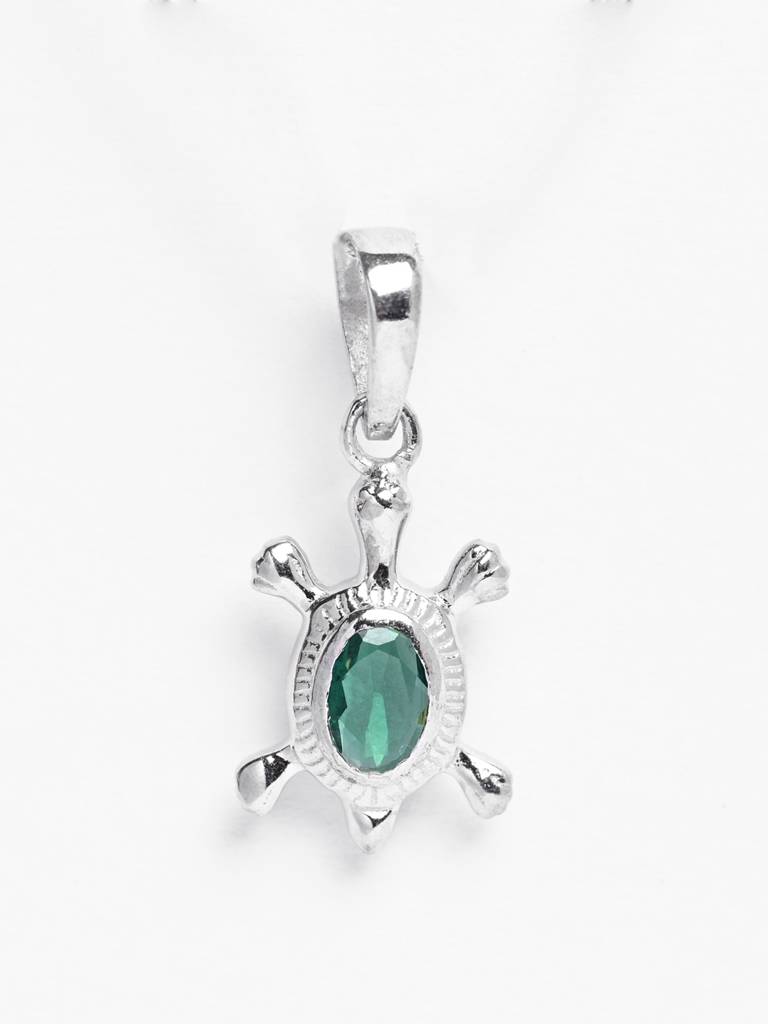 925 Silver Platinum Plated Swiss Zircon Good Luck Tortoise Turtle Men Pendant Without Chain Gift For Men & B : CSMNP15_NOCHAIN