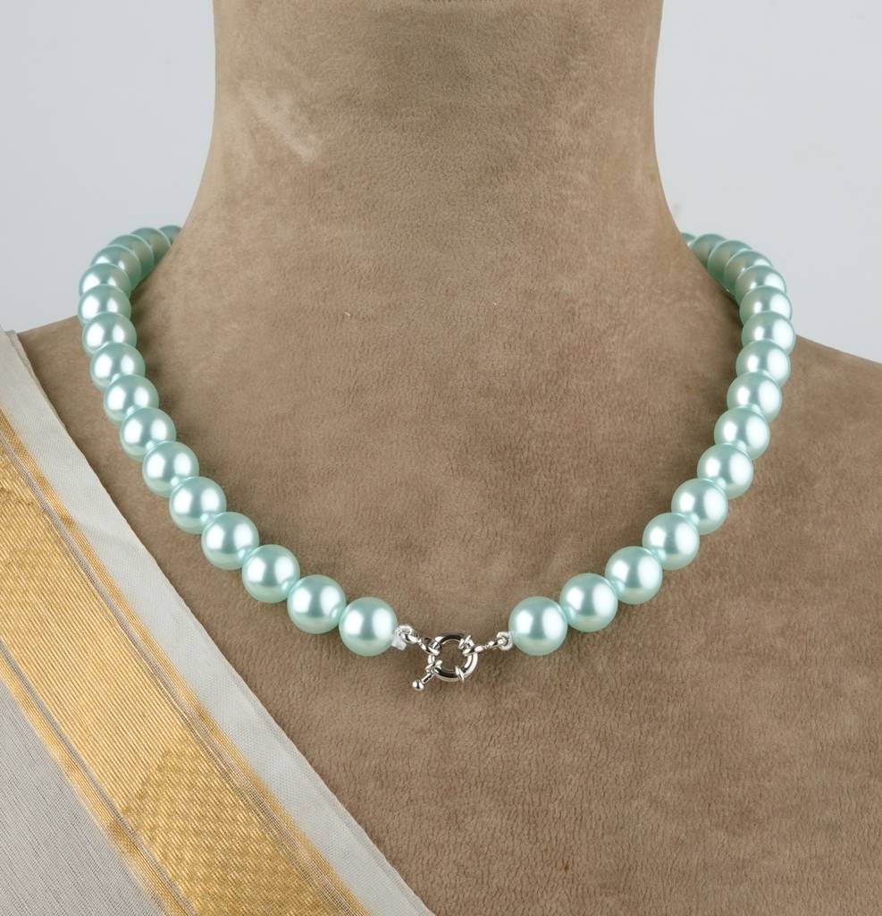 Powder Blue Pearls Necklace Set : PRMBS05