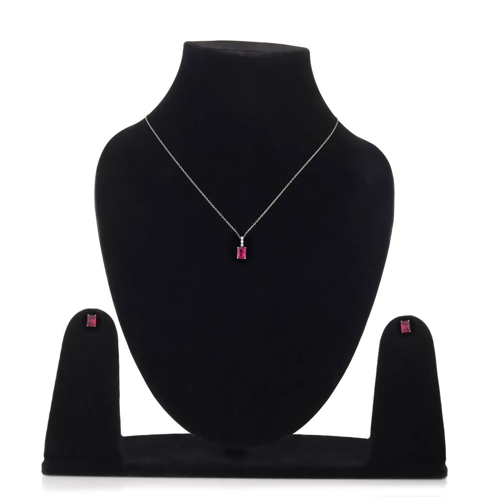 Iski Uski 925 Sterling Silver Alicia Ruby Pendant Set