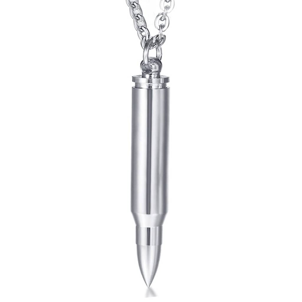 Silver Plated Titanium Stainless Steel Rifle Bullet Pendant Necklace For Men Boys|Rakhi Rakshabandhan Gift For Siste : PX9P08S