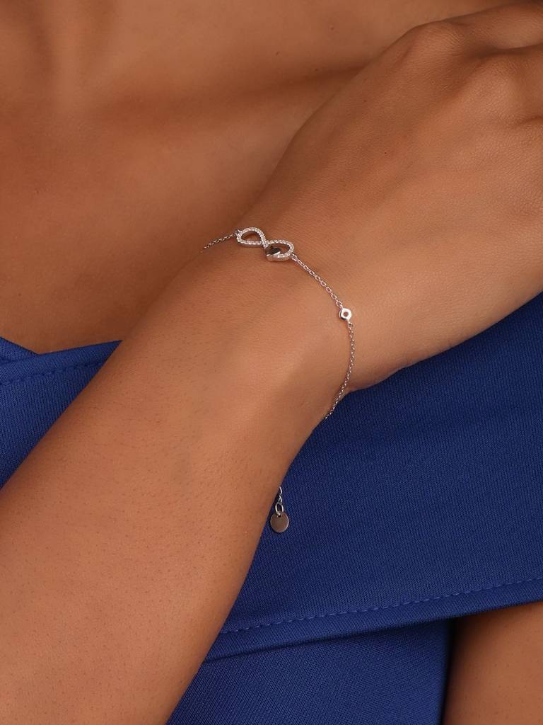 Forever Love Infinity Heart 925 Silver Bracelet : 1434