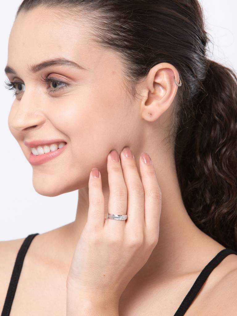 Pure 925 Sterling Silver Eternity Adjustable Ring Gift For Women And Girls : CSCPLR6_F