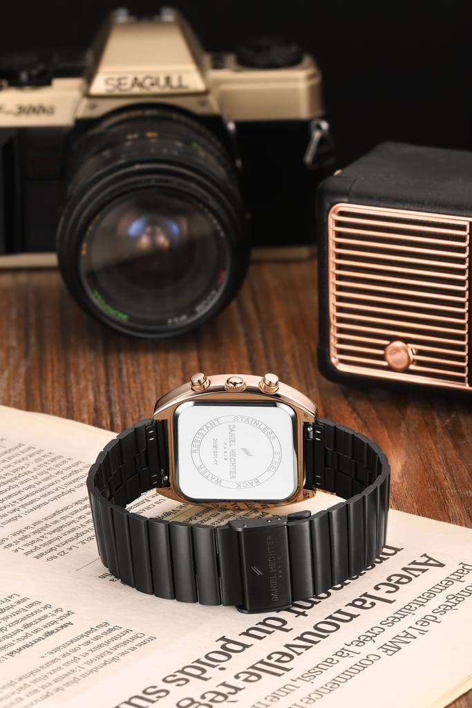 Daniel Hechter Paris Bercy Collection Modern Multi Functional Watch For Men With Square Dial And Stainless Steel  : DHM1001-11
