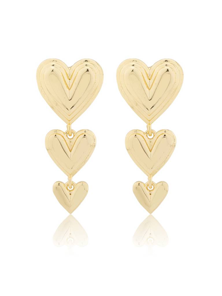 Valentine’S Day Triple Heartfall Gold Dangler Earrings : 8905124574838