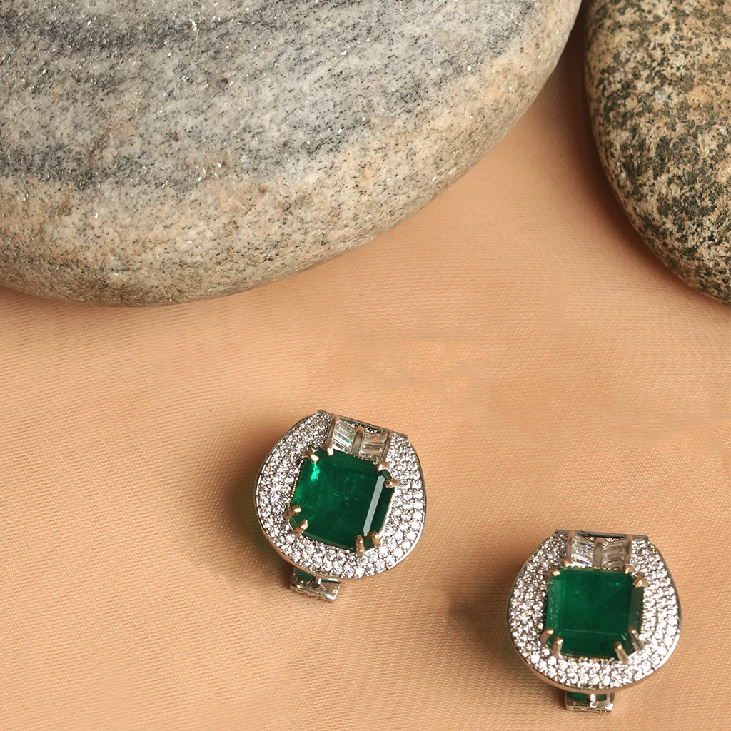 Silver Polish Green Emerald Tops : CAO0018MPS