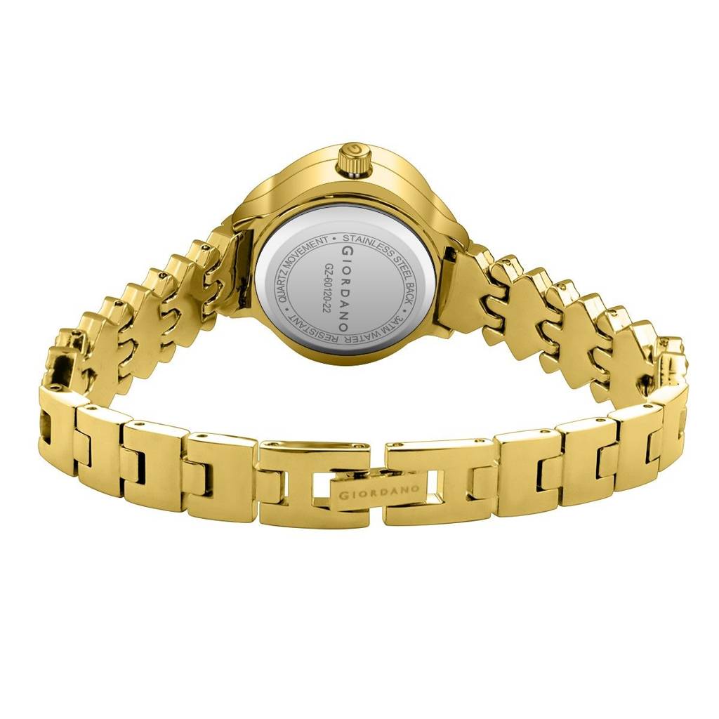 Giordano Luxury Crystal Watch For Women, Stainless Steel Strap, Diamond-Studded Bezel, Elegant Dress Timepiece : GZ-60120-22