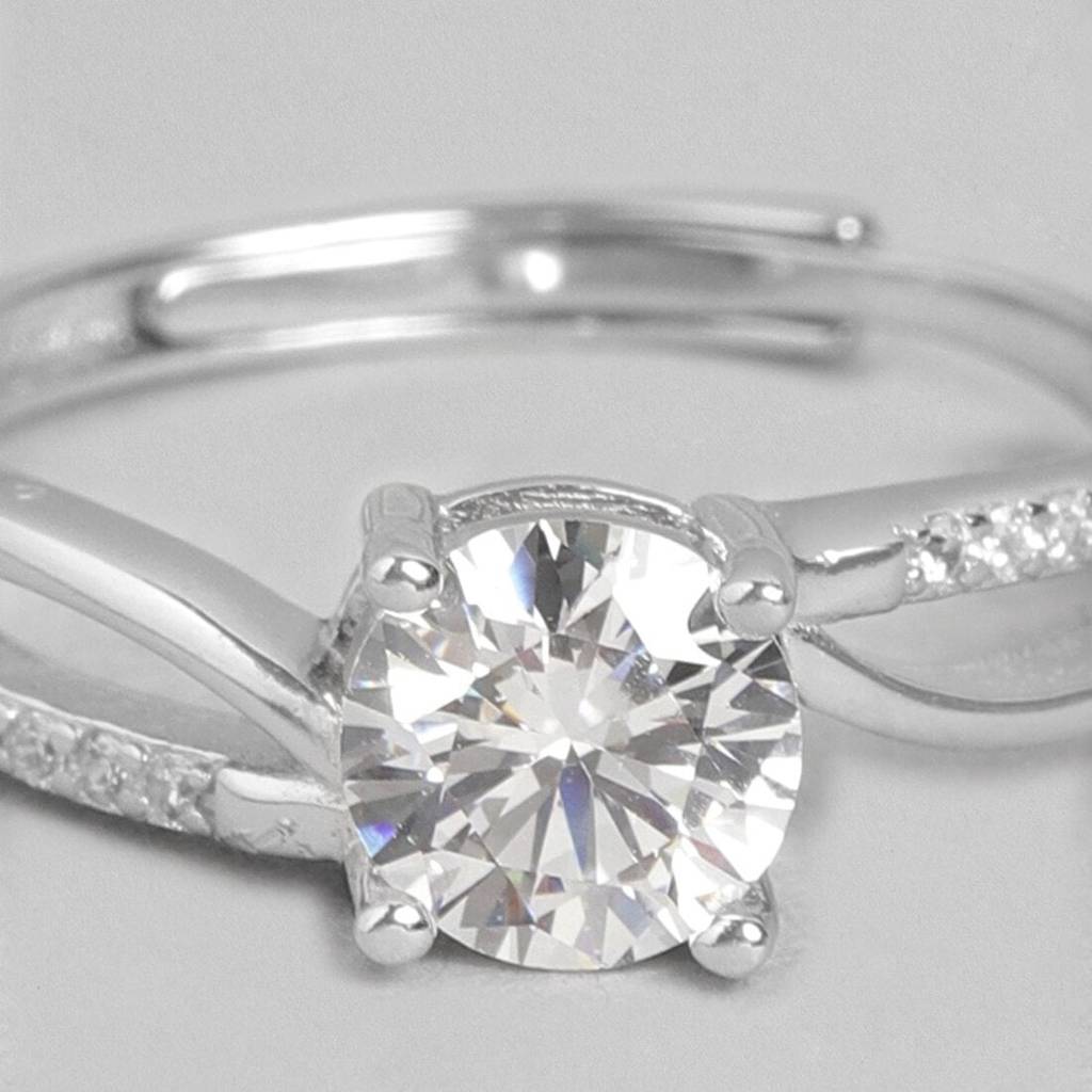 Twisted Solitaire 925 Silver Ring (Adjustable) : RNG-40034