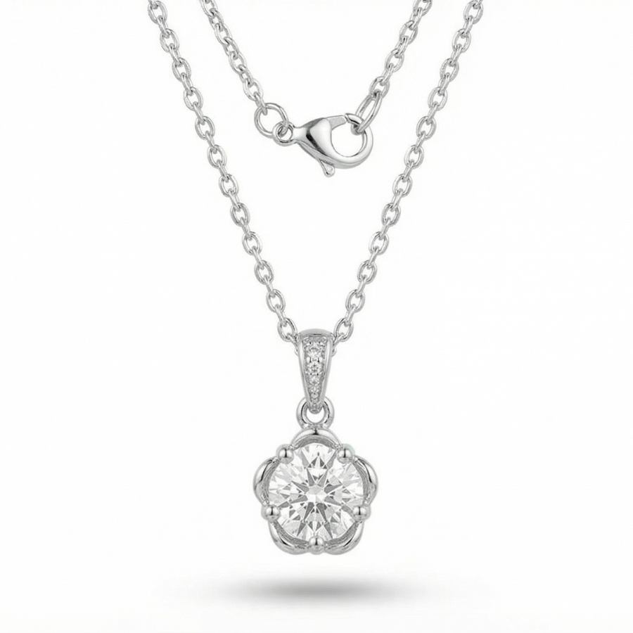 Royal Solitaire Necklace For Women | Classic Solitaire Crystal Pendant Jewellery : 7593660656