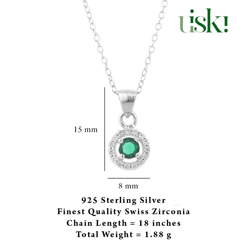 Iski Uski 925 Sterling Silver Evara Emerald Pendant