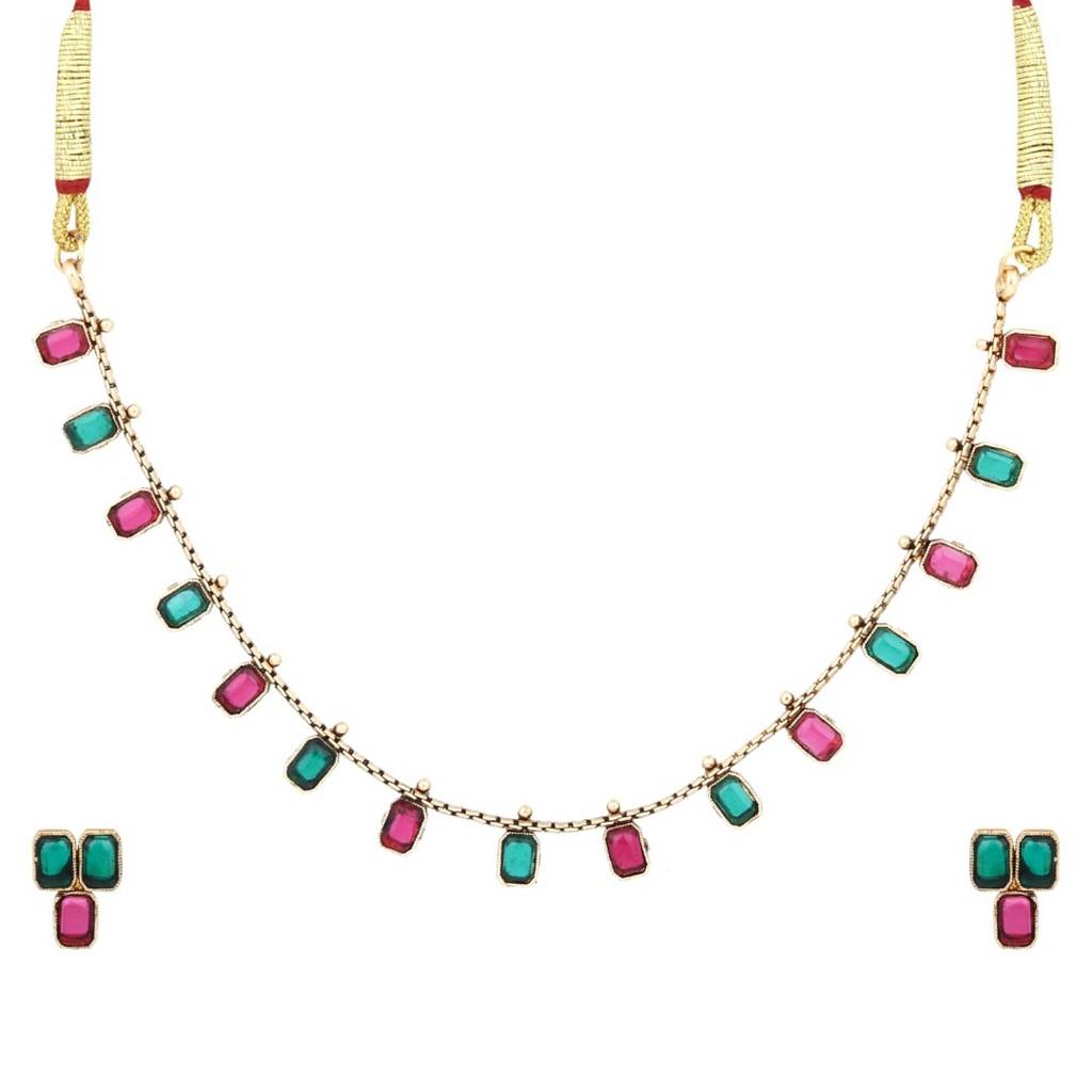 Gold Plated Delicate Necklace Set : S24MRNKS489MLT