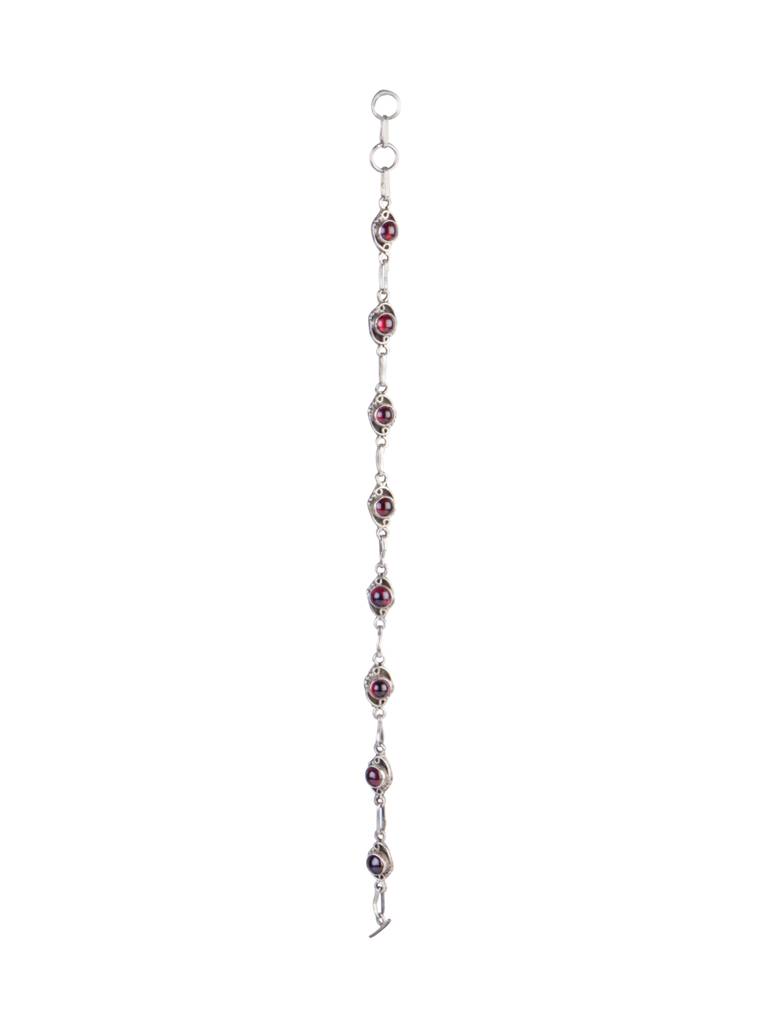 925 Sterling Silver Garnet Bracelet For Women Gemstone Bracelet | Handmade Silver Jewelry | Elegant Daily Wear Gift : FU-1237