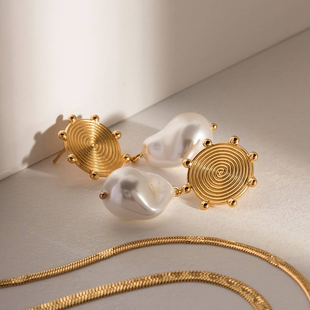 Pearl Charms Gold Danglers : PearlCharmsGoldDanglers-JD-ER-DG-09