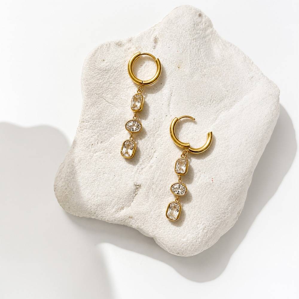 Women 18K Gold-Plated Sunburst Medallion Paperclip Hoop Earrings : 101228