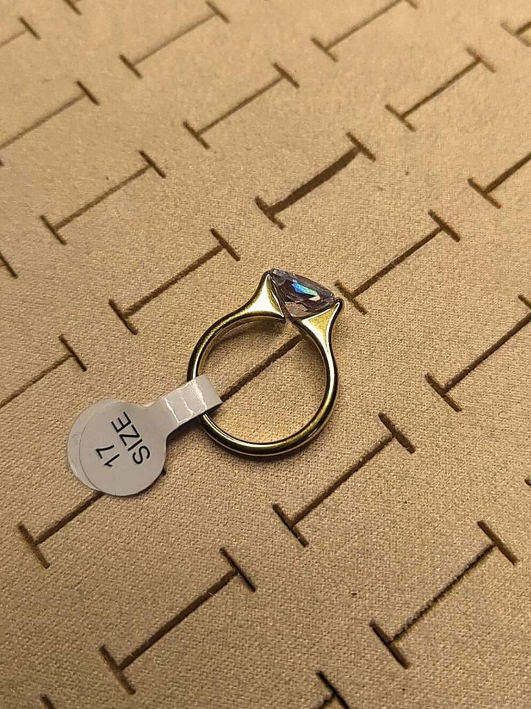 Classic Square Solitaire Ring Â (Anti-Tarnish Gold) : ATR325SSSR