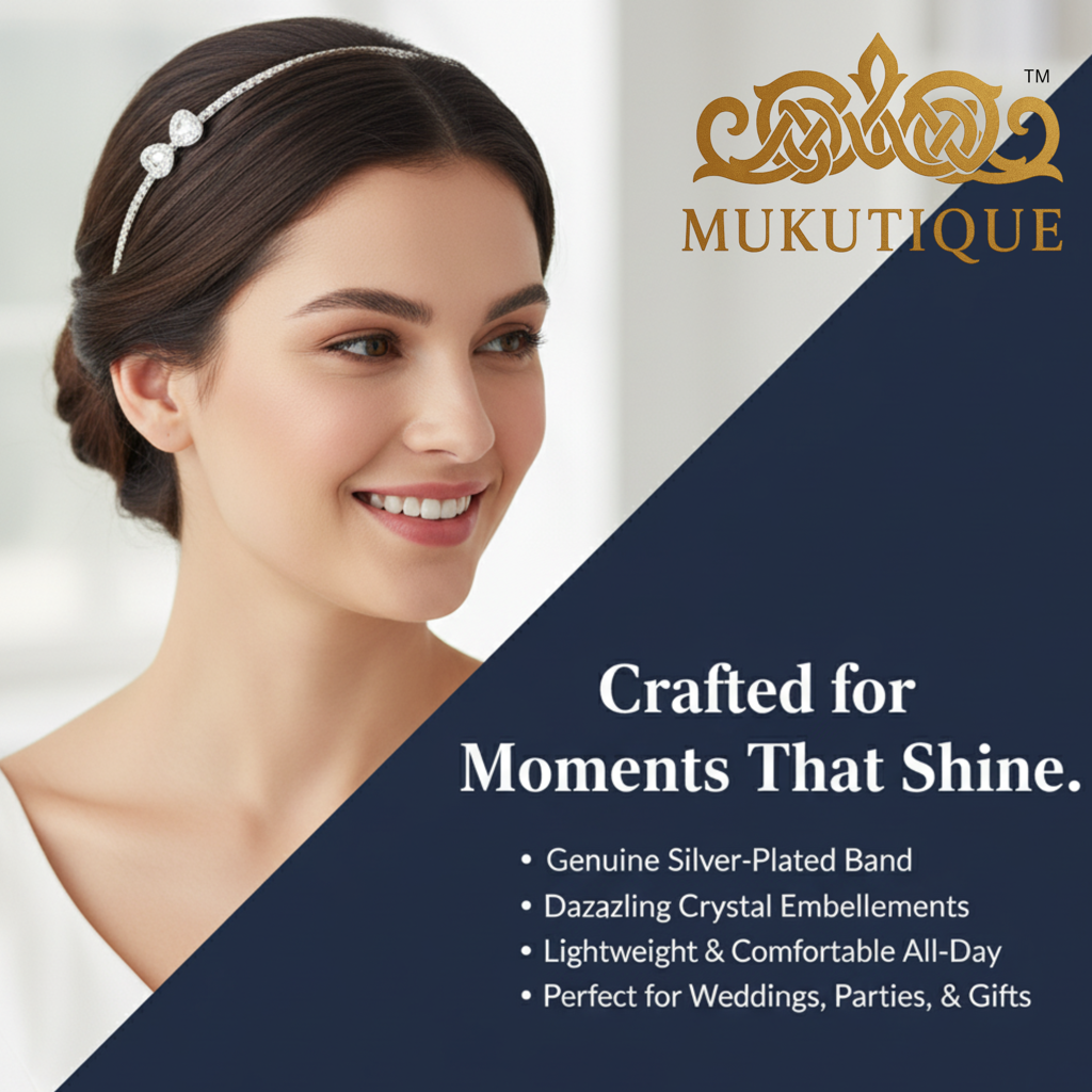 Bridal Teardrop Crystal Headband For Women Silver Rhinestone Wedding Tiara Hair Band Elegant Party Wear Designe : M4SK-T-WHITE