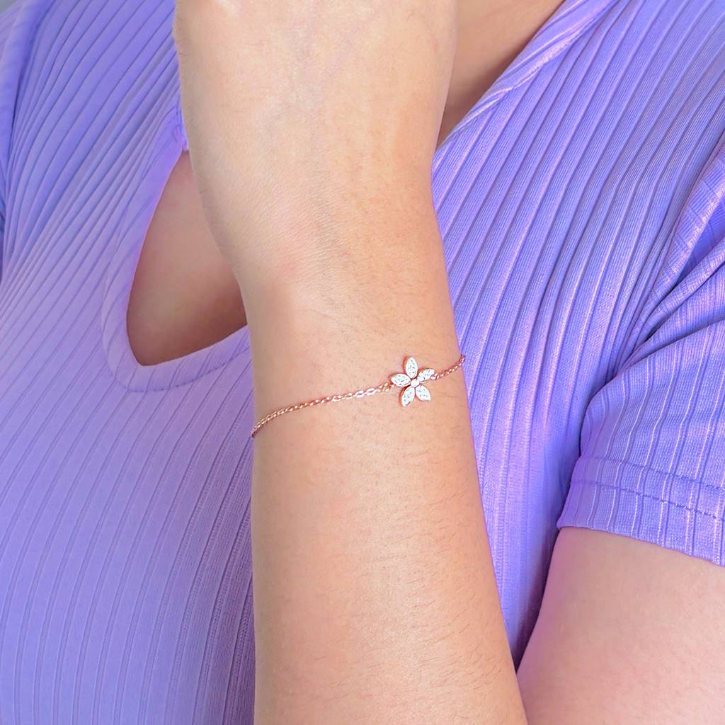 925 Silver Rosegold Blossom Bracelet : IS-BR-CH-1146
