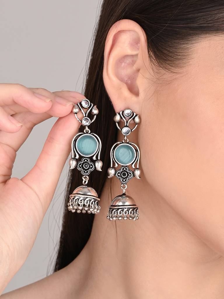 Long Jhumka Earring : S24DJER313BLU