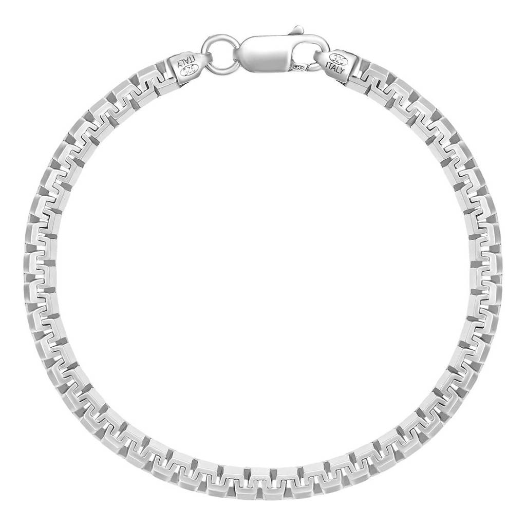 Iconic Rhodium-Plated 925 Sterling Silver Men'S Chain Bracelet (One Size) : BR-80415-R