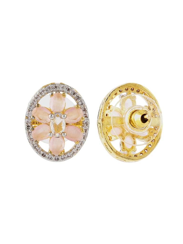 Gold Elegance Rose Petal Halo Stud Earrings : 8905124572803