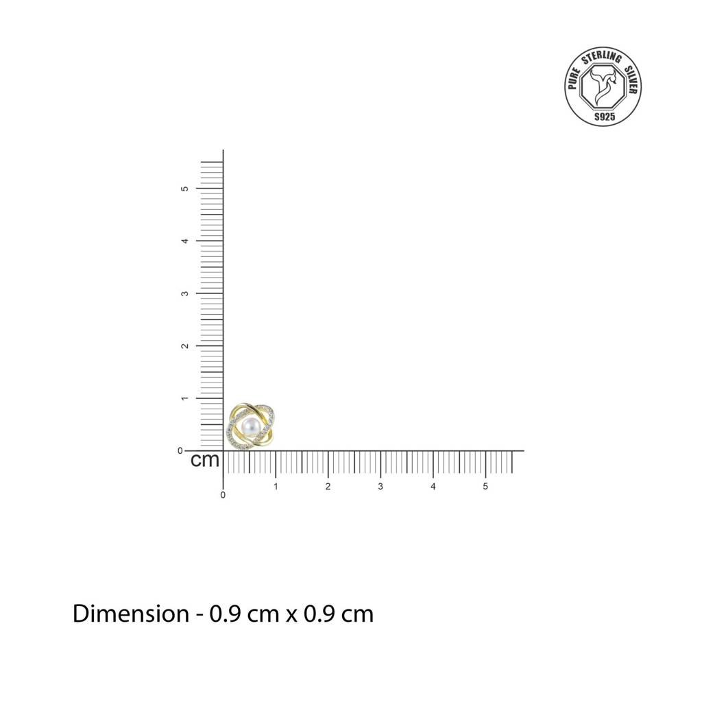 Golden Orbit Pearl & Zircon Stud Earrings : TRSRDJ0188Gold