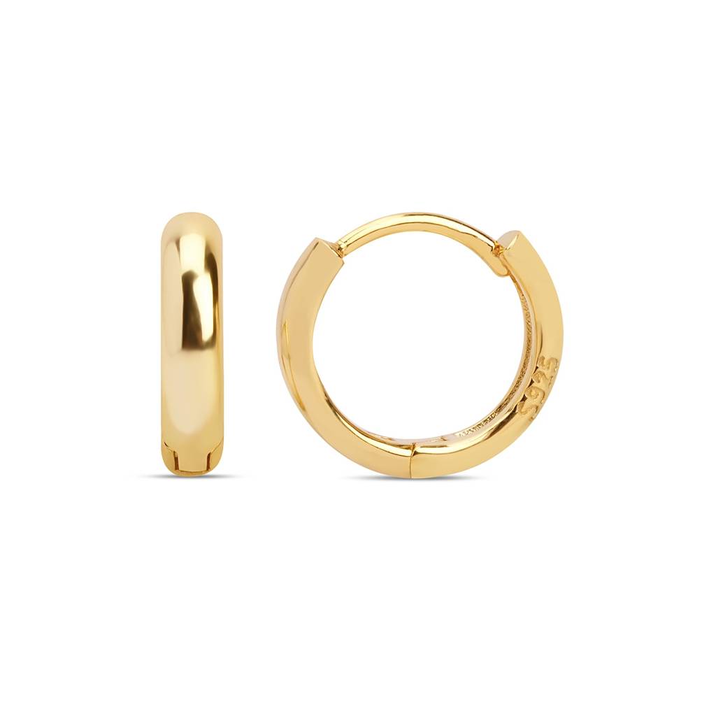 Classic Gold Plated 925 Sterling Silver Half Hoop Earrings : EAR-20817-G