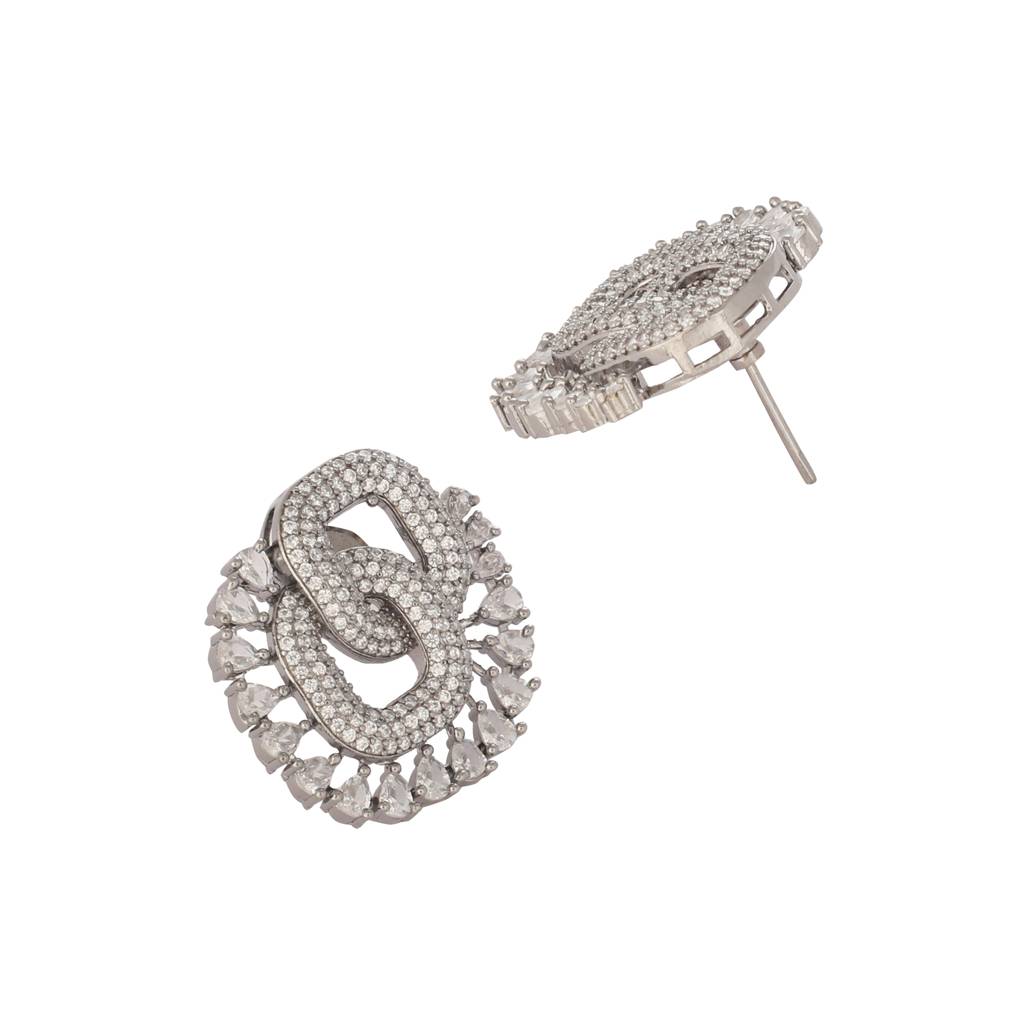 Zircon Glam Knot Stud Earrings : YI24A0458E
