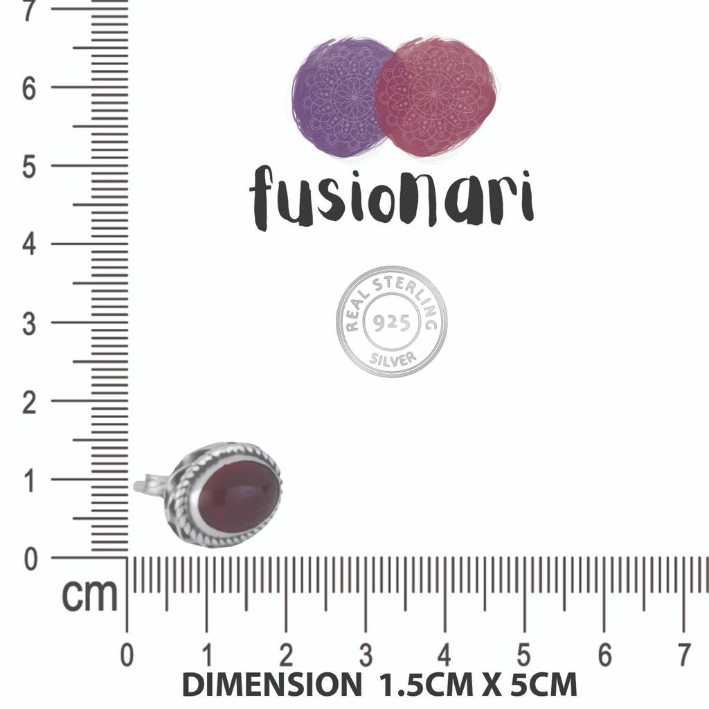 925 Sterling Silver Garnet Eartops For Women | Natural Red Gemstone Stud Earrings | High Polish Silver Jewelry Gift : FU-0709