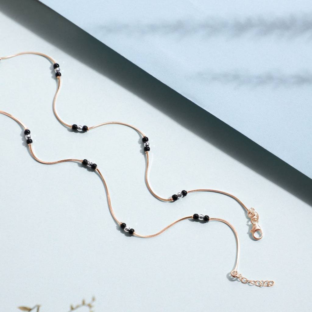 Blissful Rose Gold-Plated 925 Sterling Silver Anklet : ANK-60274-PAIR