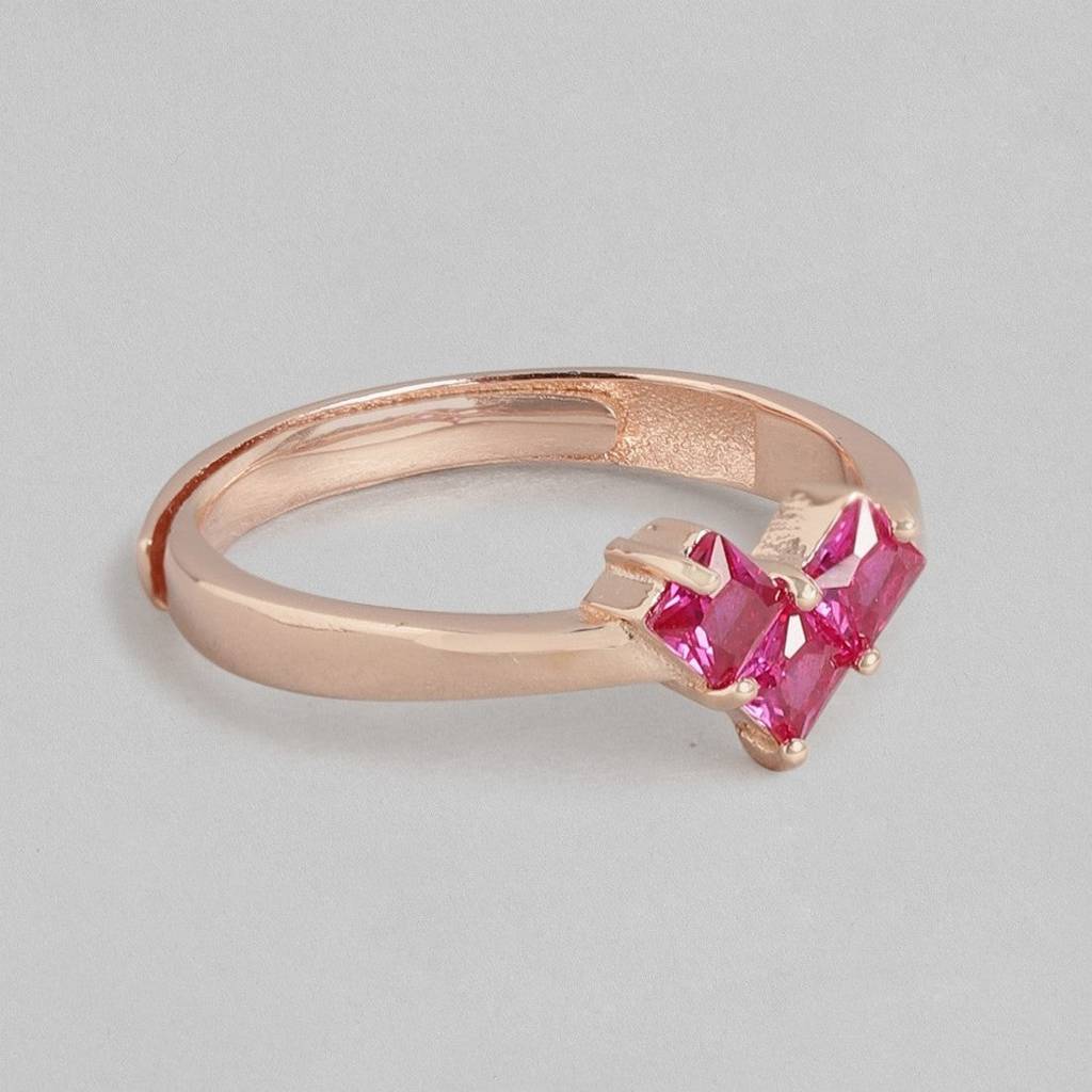 Ruby Heart Rose-Gold Plated 925 Sterling Silver Ring For Women (Onesize) : RNG-40127
