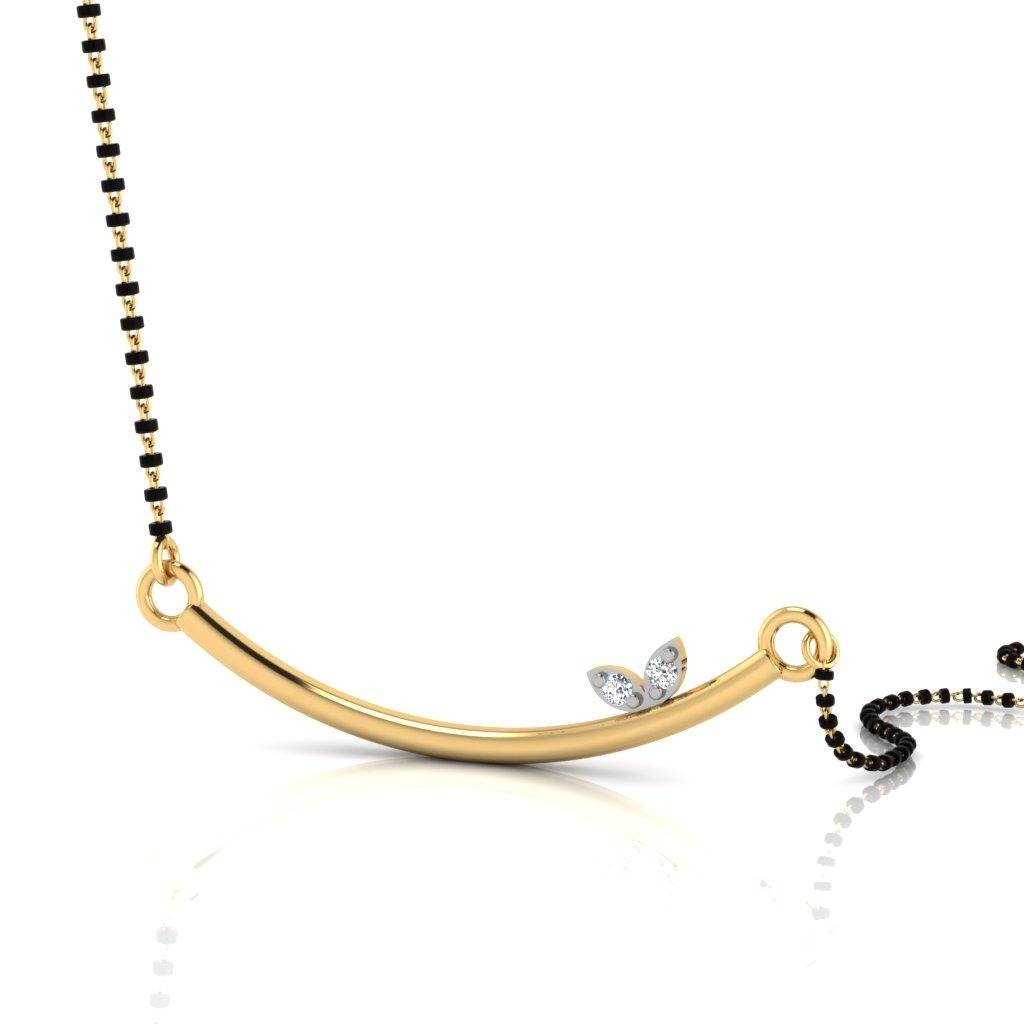 Certified Natural Diamond 18K Real Gold Zaro Mangalsutra Pendant : M-0185YG