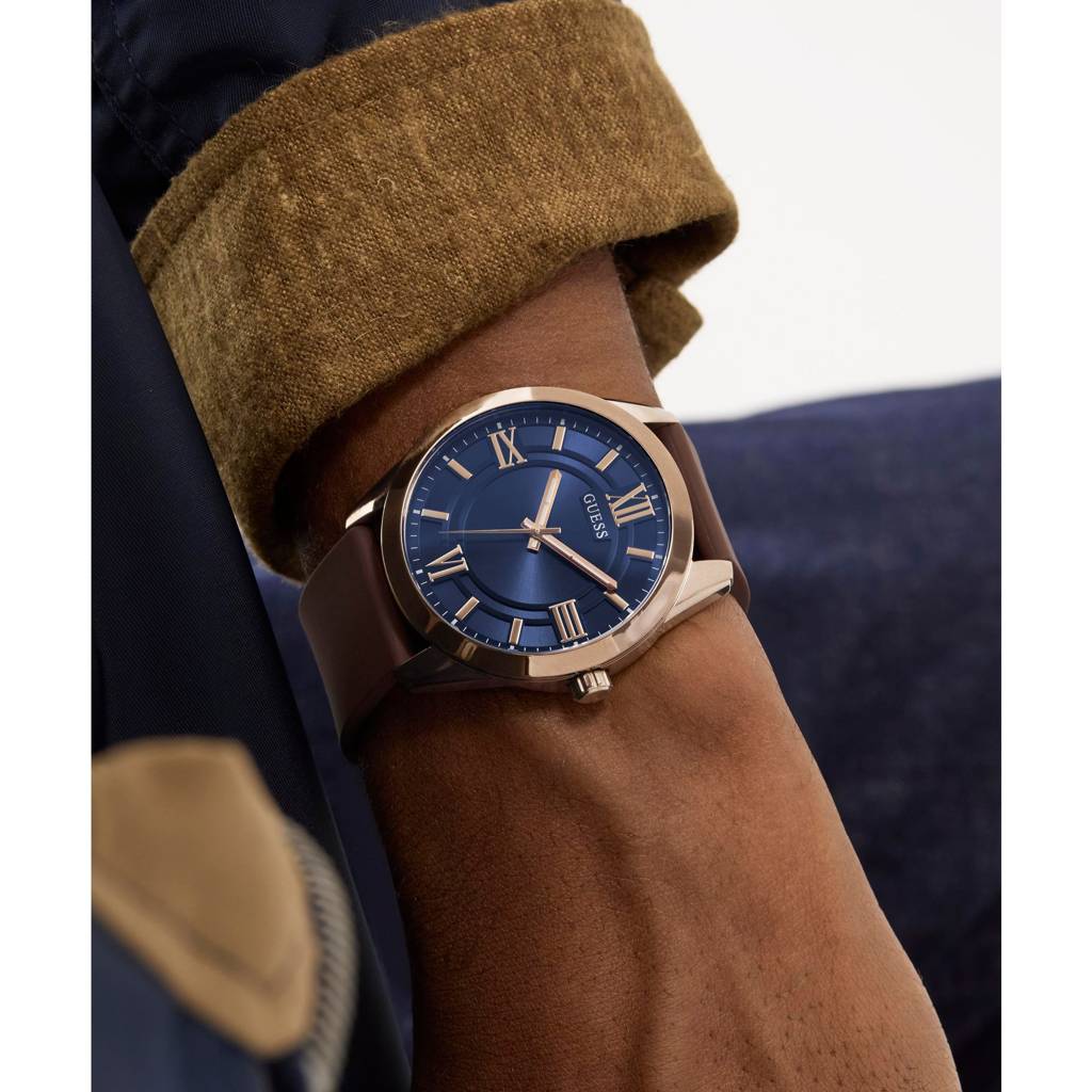 Guess Round 44Mm Blue Dial Analog Men Watch - Gw0894G3 : GW0894G3