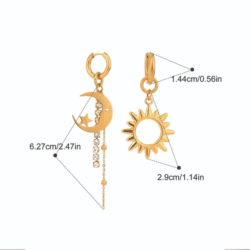 Celestial Charm Hoop Drop Earrings- 18K Gold Plated Lightweight : 100851