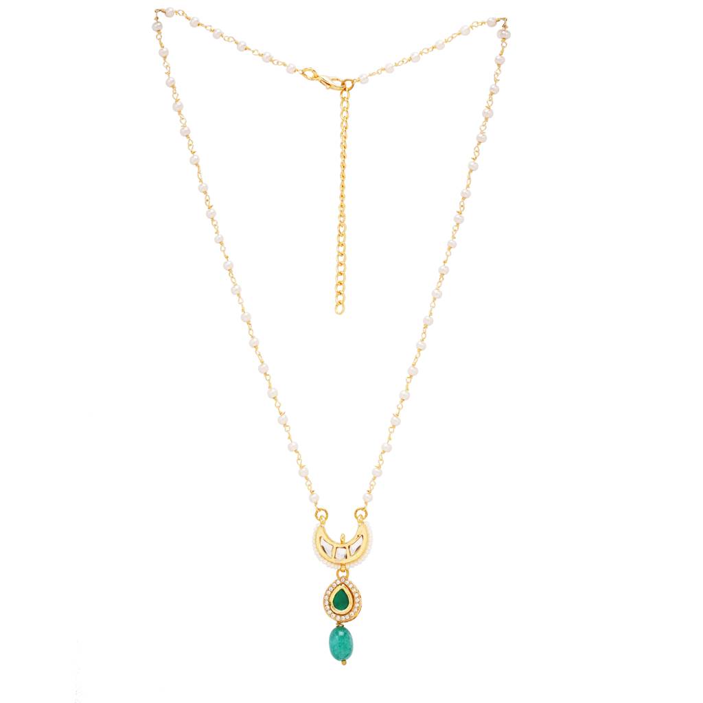 22Kt Gold-Plated Lush Moonlit Pearl Chain Necklace Set : PE17007