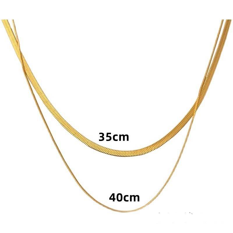 Double Layer Stainless Steel Snake Chain - Pack Of 2 : ATO0624NK003C