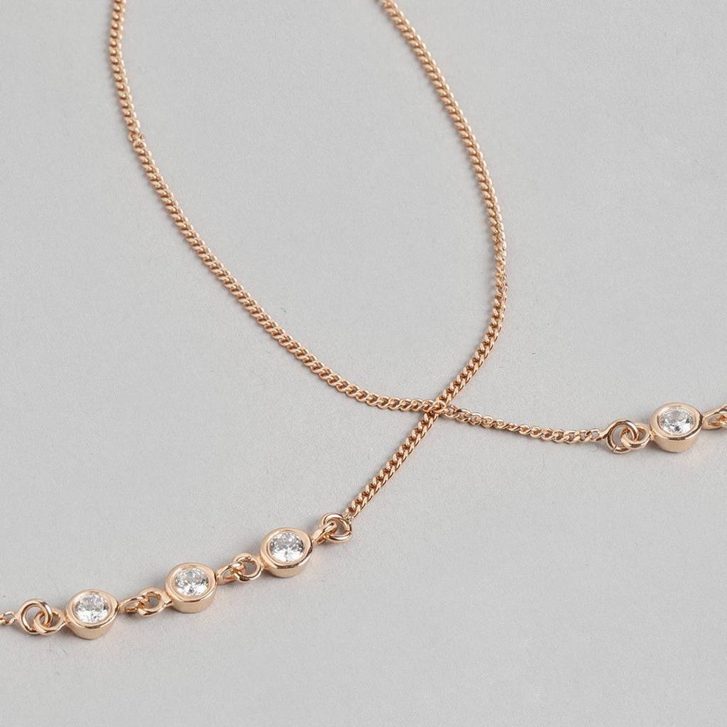 Radiant Cz Rose Gold Whispers 925 Sterling Silver Chain Anklet : ANK-60133-PAIR-RG