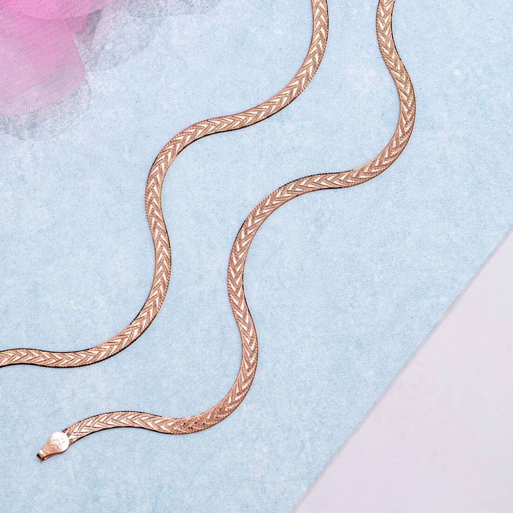 Braided 925 Silver Anklet In Rose Gold : ANK-60051-PAIR
