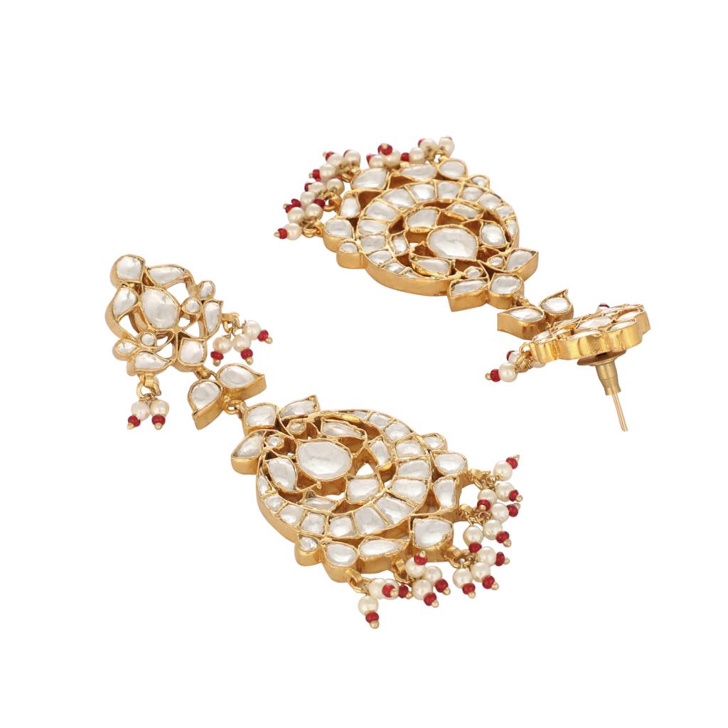 22K Gold Plated Serenoor Pearl Chandbali Earrings : YI24A0469E